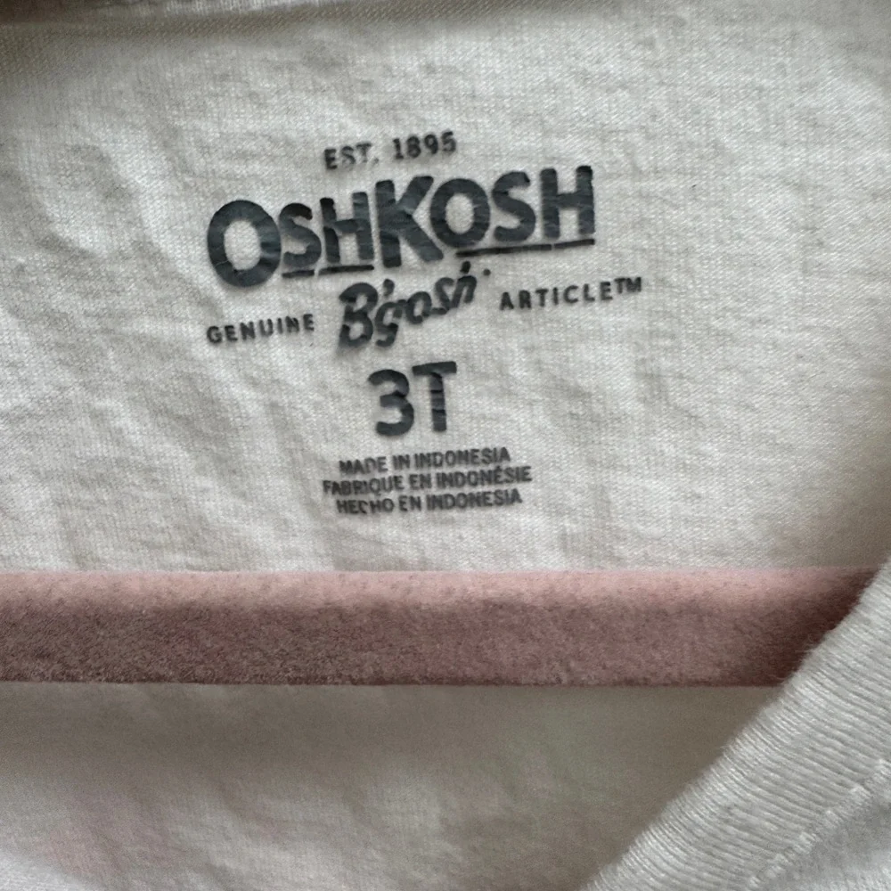 OshKosh B'gosh 3T Girls White and Pink Heart Long Sleeve Tee Shirt Blouse